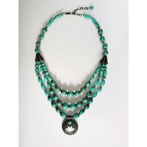 Natural Turquoise Gemstone Beaded Boho Western Festival Statement Necklace